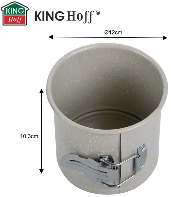 Bakvormen Set - Cakepan - 3-Delig Bakvormen Set - 26 x 11,5 x 7,5 cm Rechthoekige Baktray + Ø12 cm Ronde Cakepan + 27,5 cm Vierkante Bakvorm - Carbon Staal - Marmeren Anti-aanbaklaag - Beige-Grijs