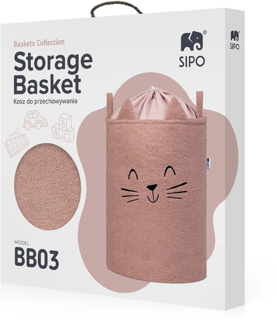 SIPO opbergmand voor speelgoed XL, 43 liter – roze boucle met kittenprint – foto 9