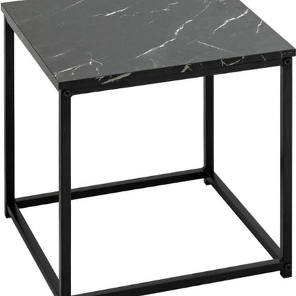 Atmosphera Bijzettafels met marmereffect - 38xH40cm - Set van 2 stuks - Zwart