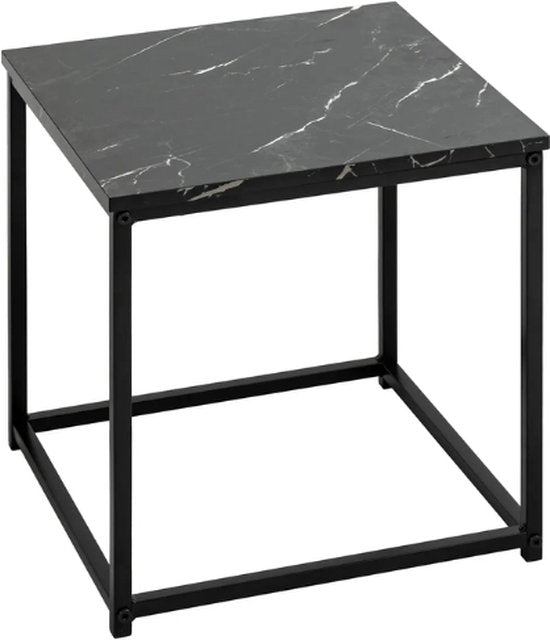 Atmosphera marble-effect side tables - 38xH40 cm - Set of 2 - Black