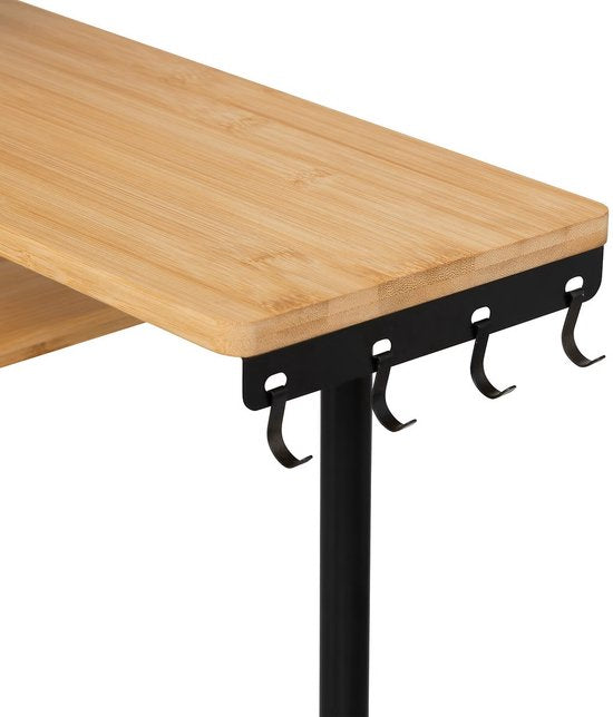 5Five Küchen- / Arbeitsplatten-Eckregal - Metall / Bambusholz - 43 x 43 x 38 cm - Organizer - natur / schwarz - 3-stöckig