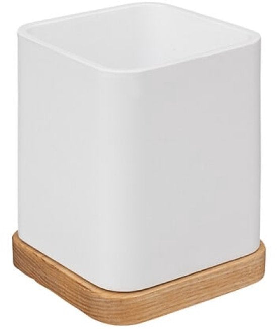 Natureo Bathroom Accessory Set - Luxury Bathroom Set - Bathroom Accessories Set - Toilet Brush - Toothbrush Holder - Soap Dispenser 300 ml - Polyresin / ASH - White
