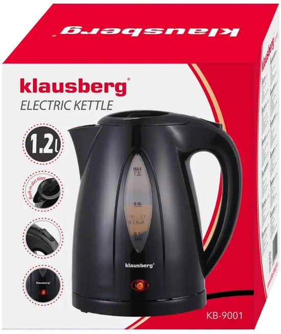Klausberg KB-9001 - Waterkoker - 1. 2 liter - Zwart - 1100 watt