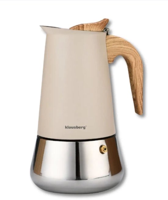 Klausberg Espresso Steel Koffiemaker - 450 ml Inductiegeschikt - KB- 7996 - Percolator - Koffiezetter - Espresso maker