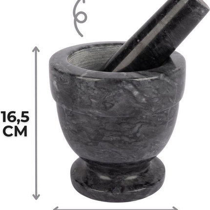 Cosy&Trendy Vijzel met Stamper - Ø 10cm - 21 cl - Marmer - Kruiden&Specerijen - Mortier - Moersleutel - Les Cruches et Pilon
