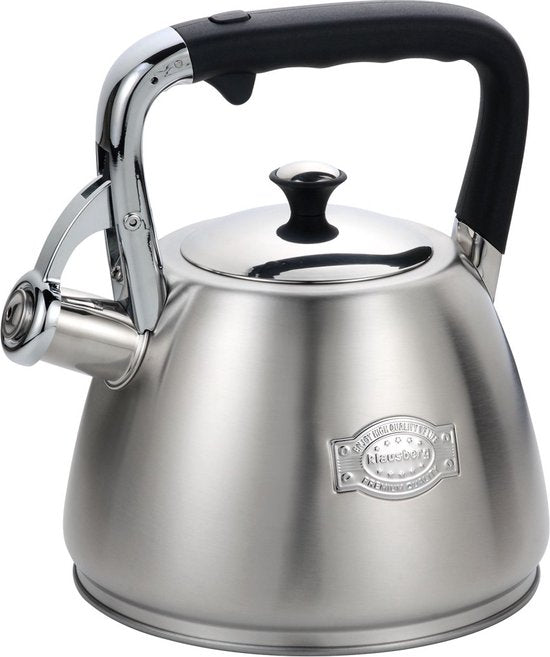 Klausberg KB-7612 - Flötenkessel - 3 Liter - Edelstahl - alle Herdarten - Silberfarben