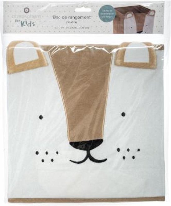 Atmosphera Storage basket / cupboard basket lion - for children - cardboard / plastic - brown - 30 x 30 cm