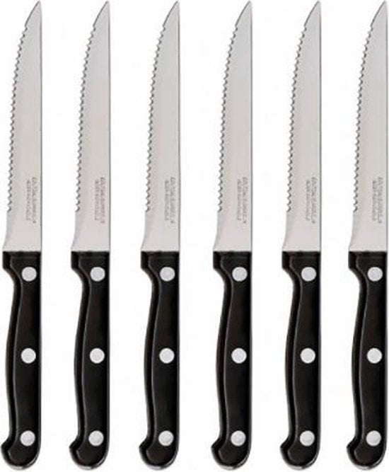 Secret de Gourmet Couteaux à Steak/couteaux à viande - Lot de 6 - Acier inoxydable - 22 cm - Couteaux