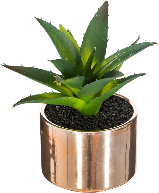 Atmosphera kunstplant in roze keramische pot, hoogte 15 cm