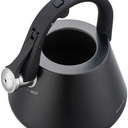 Klausberg 7948 - Fluitketel met fluit - 2.5 liter - RVS - zwart
