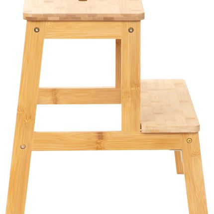 HOMLA - Stapelkruk met trede - Bamboe Natuurlijk - 42.7x40x49.6 cm