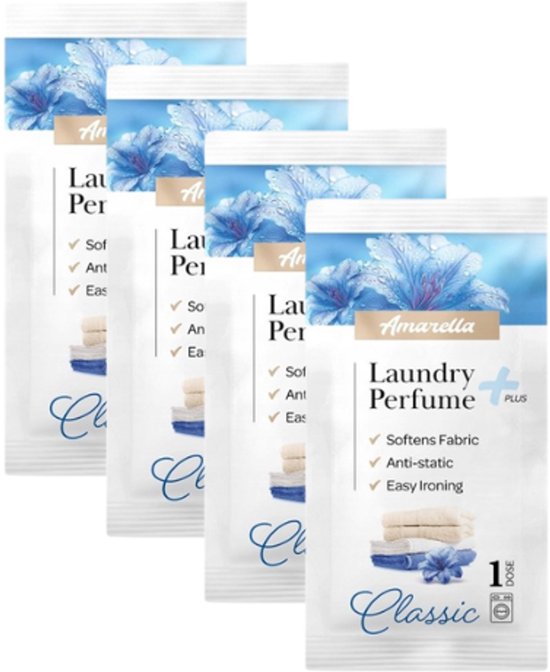 Elix - Amarella Laundry Perfume - Set of 4 Sachets - Laundry Perfume - Fabric Softener Fragrance - Anti-static Easy Ironing - Long-lasting - 10 ml Sachet - Classic