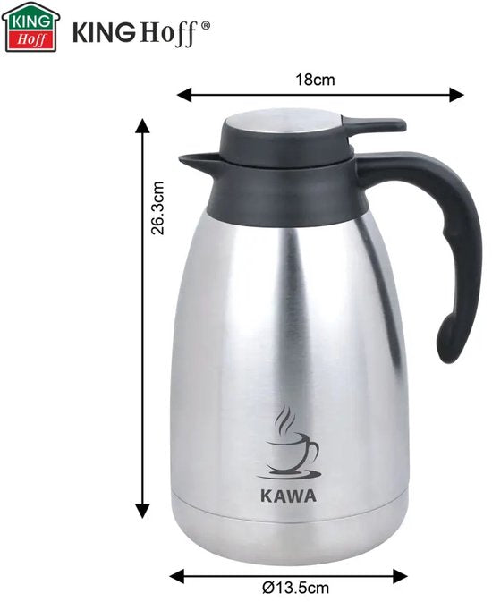 Kinghoff KH-2094 thermoskan 2 liter met COFFEE-label – dubbelwandig RVS – foto 3