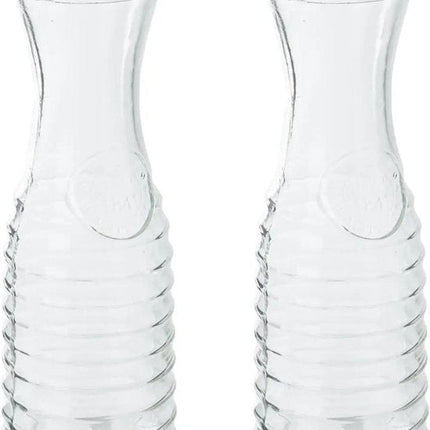 Secret de Gourmet schenk Karaf - 2x - 1 liter - glas - D10 x H26 cm - Met uitlopende hals - Waterkan - Sapkan
