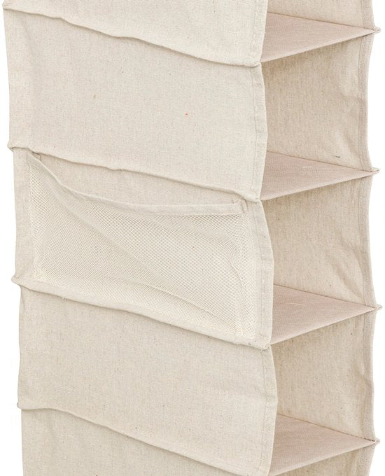 Hanging wardrobe organizer 10 compartments Five® - Dressy + - Beige