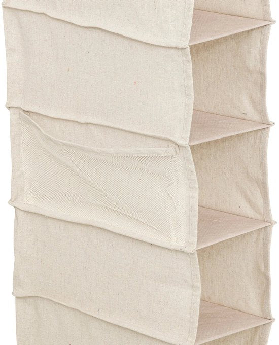 Hanging wardrobe organizer 10 compartments Five® - Dressy + - Beige