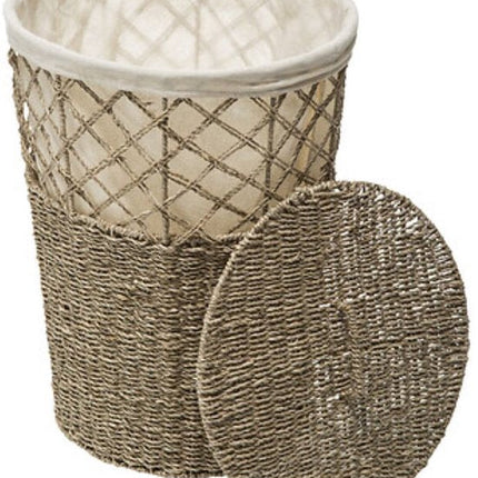 Rieten Wasmand - Wasmand van Riet - Laundry Basket - Met Uitneembare Katoenen Waszak - Voor Wasgoed & Kleding - Max. 30 kg - 41 Liters - Rond - Ø38 x 55 cm - Bruin