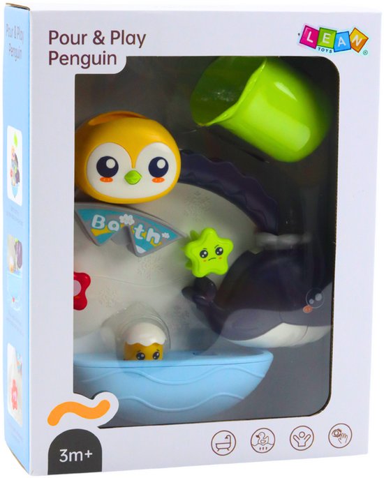 Badspeelgoed - Interactief Bad Speelgoed Pinguïn & Walvis - Water Speelset Met Zuignappen - Badkamer Speeltje Met Watereffecten - Multicolor