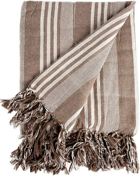 Multifunctionele sjaal met strepen – beige en wit, 205 x 235 cm