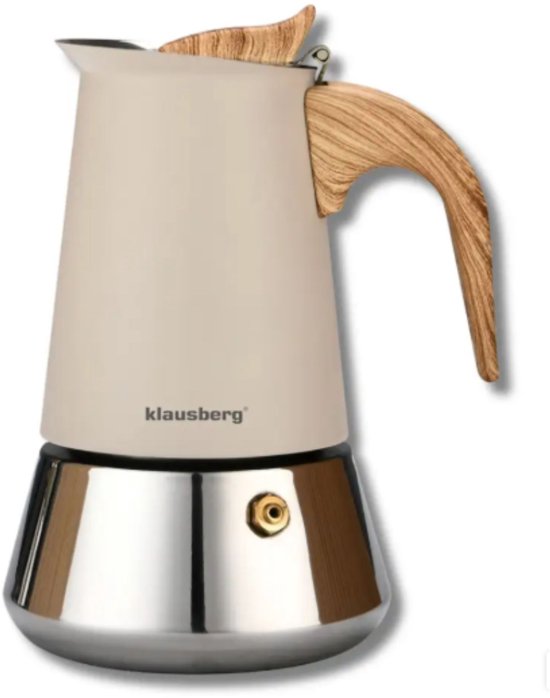 Klausberg Espresso Koffiemaker - 300 ml Inductie – RVS – KB-7995 Beige/Zilver