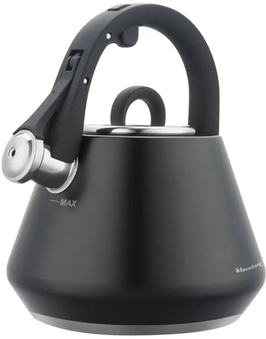 Klausberg 7948 - Fluitketel met fluit - 2.5 liter - RVS - zwart