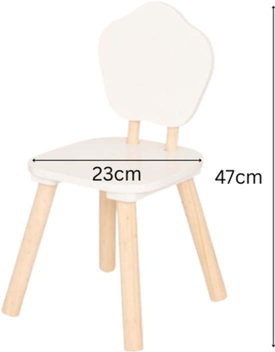 Douceur Organic Children's Furniture - Children's Furniture Set - Children's Furniture - 1 Table + 1 Chair - Set for Kids - MDF & Pine Wood - White