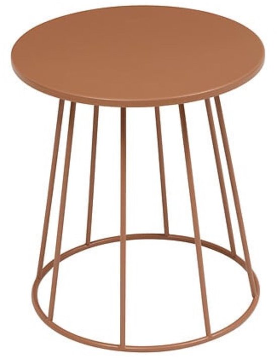 Coffee table and side table round Ø 38 cm metal terracotta brown – compact size