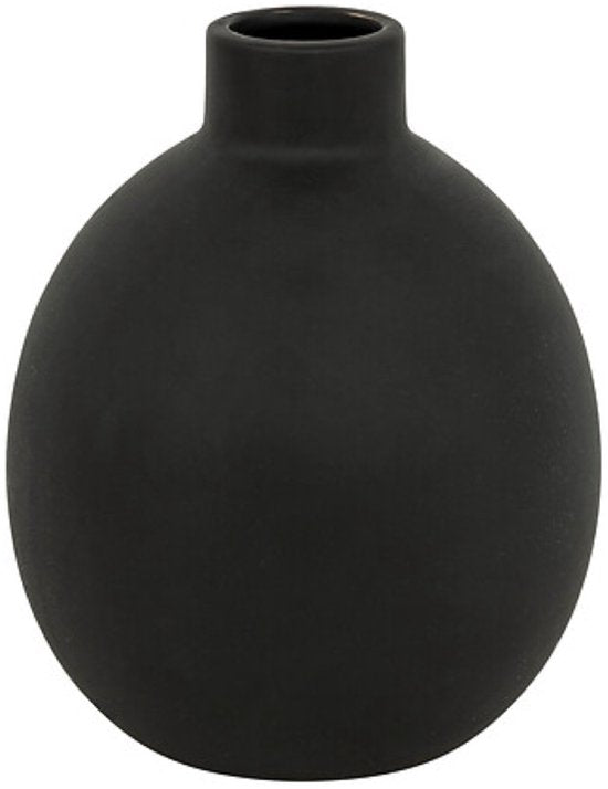 Keramikvase - Moderne Blumenvase - Dekorative Vase - Design-Vase für Trockenblumen und Zweige - Ø 14,5 x 18 cm - Schwarz
