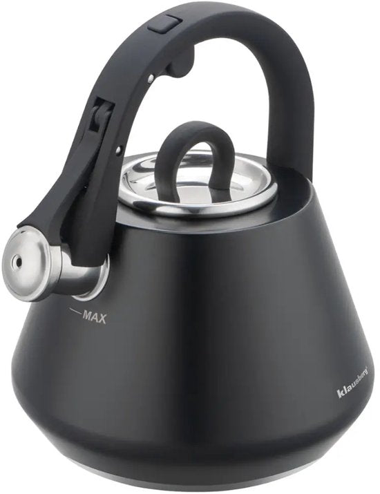 Klausberg 7948 - Whistling kettle - 2.5 litres - Stainless steel - black