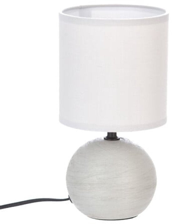 Timéo tafellamp set van 2 – gestreepte bollamp van keramiek, E14, lichtgrijs – foto 2