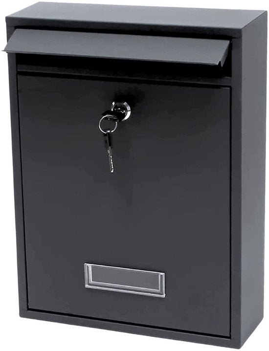Lean Toys Mailbox for Post - Made of Galvanized Steel - Black - Mailbox - Letter Post - Letterbox - Includes keys - Wall-mounted mailbox