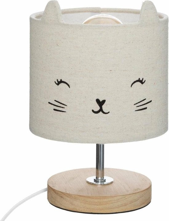 Atmosphera nachtlampje kat – grijs linnen, voor de kinderkamer, 21 cm hoog