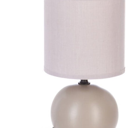 Timéo Tafellamp - Bol Lamp - Nachtlampje - Set van 2 - Tafellamp met Stoffen Kap - Sfeerverlichting - Ø13 x 25 cm - Keramiek - Mat Taupe