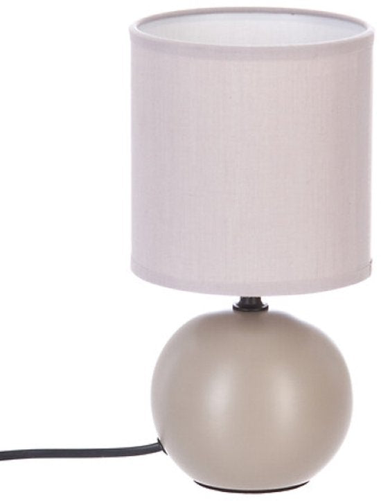 Timéo bol tafellamp / nachtlampje – set van 2, keramiek mat taupe, 25 cm – foto 3
