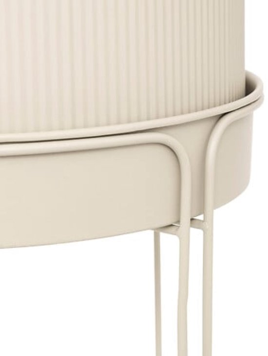 Aze Planter Set - 2 Pieces - Modern Plant Stand - Metal Flower Pots on Stand - Tall Indoor Plant Pot - Flower Pot Set with Drainage - Ø30 x 44.3 cm - Beige
