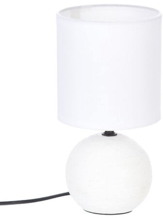 Timéo Bol Tischleuchte – Keramiklampe – Moderne Tischleuchte mit 120 cm Kabel – Stimmungsbeleuchtung für Wohnzimmer – Schlafzimmer – Schreibtisch – 25 cm Höhe – Weiß