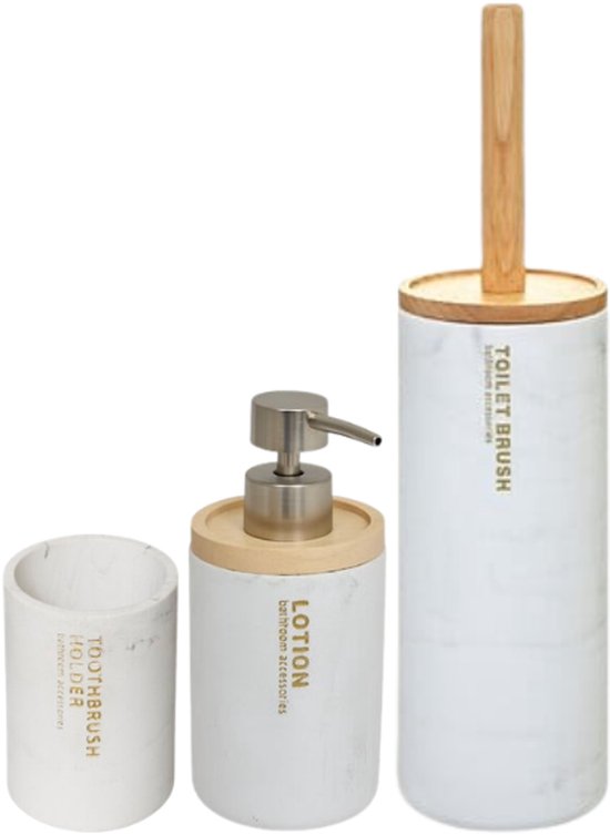 Léa Badkameraccessoiresset - Badkamerset Moderne Badkameraccessoires - Toiletborstel - Zeepdispenser - Tandenborstelhouder - Wit