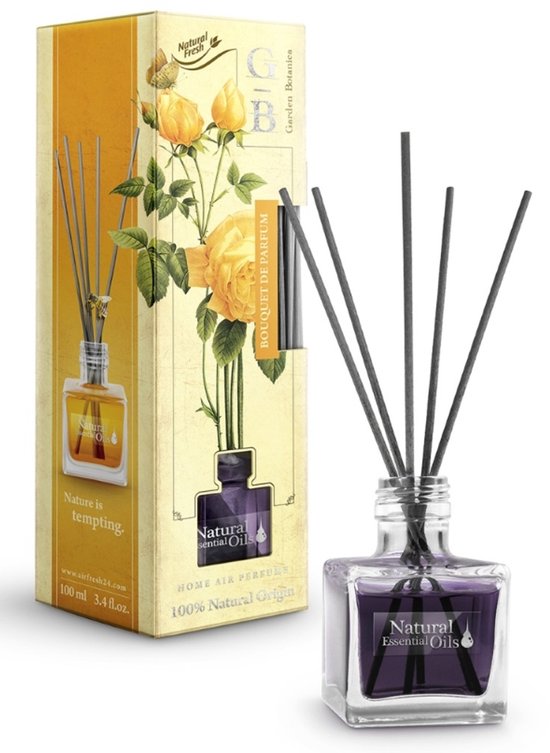 Elix - Duftstäbchen Diffuser - Reed Diffuser - Lufterfrischer - Raumduft - Langanhaltender Duft - für Wohnzimmer, Schlafzimmer, Badezimmer & Büro - 100 ml - Bouquet de Parfum