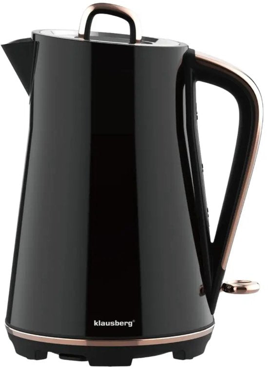 Klausberg elektrische waterkoker 1,7 liter – RVS, 2200 W, zwart met chroom