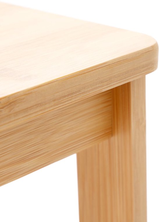 HOMLA - Stapelbarer Hocker mit Stufe - Bambus Natur - 42,7 x 40 x 49,6 cm