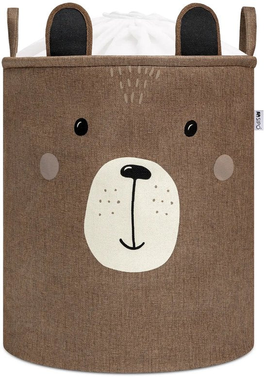 SIPO Speelgoedmanden XXL – Set van 2 – Beer Design – 63 L – Bruin/Grijs