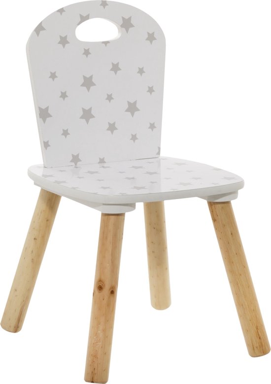 Kinderstoeltje wit met motief – peuterstoeltje, zithoogte 26,5 cm