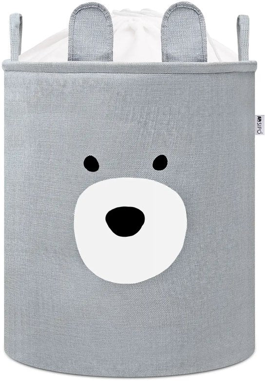SIPO Speelgoedmanden XXL – Set van 2 – Beer Design – 63 L – Bruin/Grijs