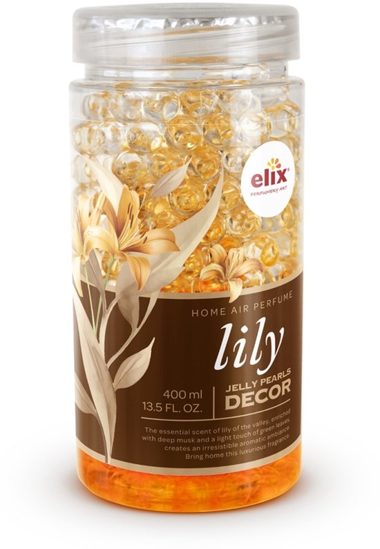 Elix - Jelly Pearls Scented Beads - Air Freshener - Gel Air Freshener - for Interior & Car - Fragrance Beads with Essential Oils - Long-lasting - 400 ml - Lily