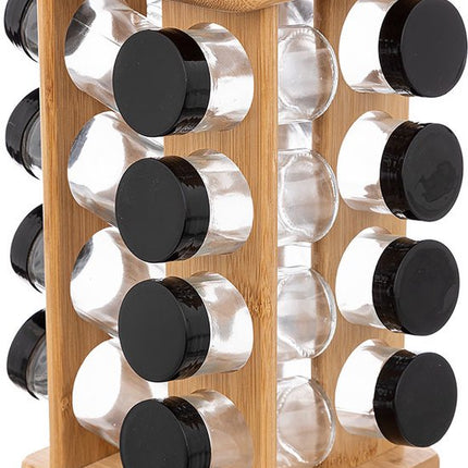 Kruidenrekje met 16 kruidenpotjes 29 cm van bamboe - Keukenkruiden potjes - Kruiden bewaren