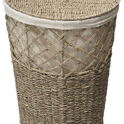 Rieten Wasmand - Wasmand van Riet - Laundry Basket - Met Uitneembare Katoenen Waszak - Voor Wasgoed & Kleding - Max. 30 kg - 41 Liters - Rond - Ø38 x 55 cm - Bruin