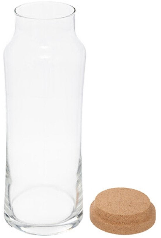 Pouring Carafe - Glass Water Carafe - Slim Spring Water Carafe - Transparent Glass - Set of 2 - Slim and Round - 1L - 25 cm High
