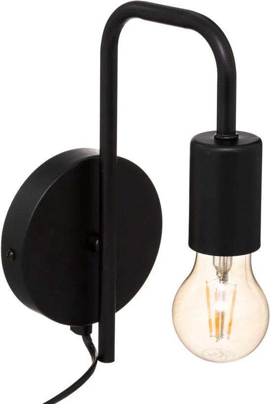 Atmosphera wandlamp zwart – metaal met E27-fitting, 12 x 25 cm