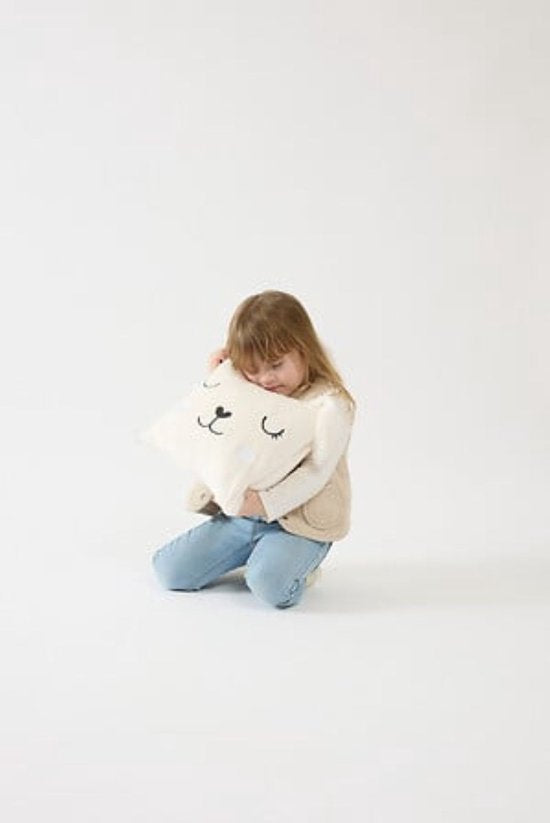 2-in-1 Kuschelkissen und Decke - Mit Reißverschluss - Decke & Kissen - Für Kinder - Hunde-Design - Polyester - 150 x 100 cm - Weiß