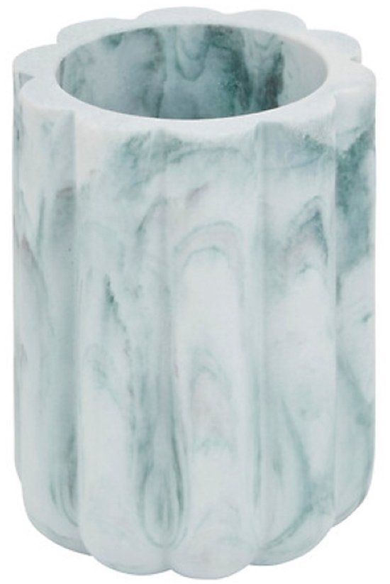 Bathroom Accessory Set – Modern Bathroom Accessories – Soap Pump 230 ml & Toothbrush Holder Set – Luxury Soap Dispenser & Toothbrush Holder Set – Polyresin – White Marble